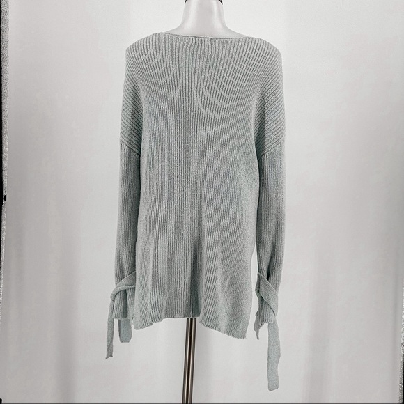 Lush Women's Knit Sweater Tunic Long Sleeve Scoop Neck Sweater Baby Blue/Gray - Picture 6 of 13